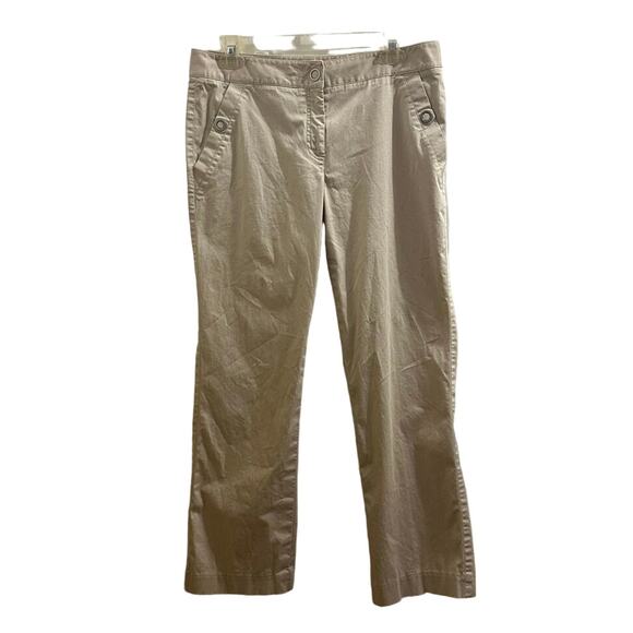 Liz by Liz Claiborne Champagne Beige Work Pants Slacks Office 10P Snap Pockets - Picture 1 of 9